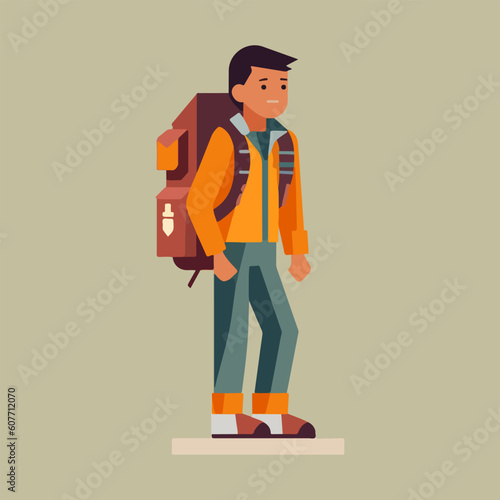 camping backpacker character vector, very suitable for adventure, outdoor, camp, expedition. etc