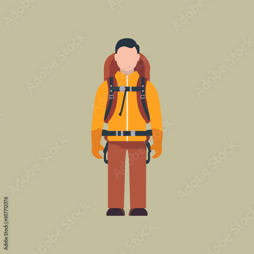 camping backpacker character vector, very suitable for adventure, outdoor, camp, expedition. etc