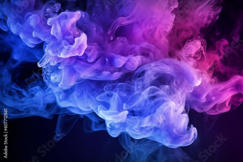 Colorful smoke isolated on black background. Abstract background for design with Generative AI.