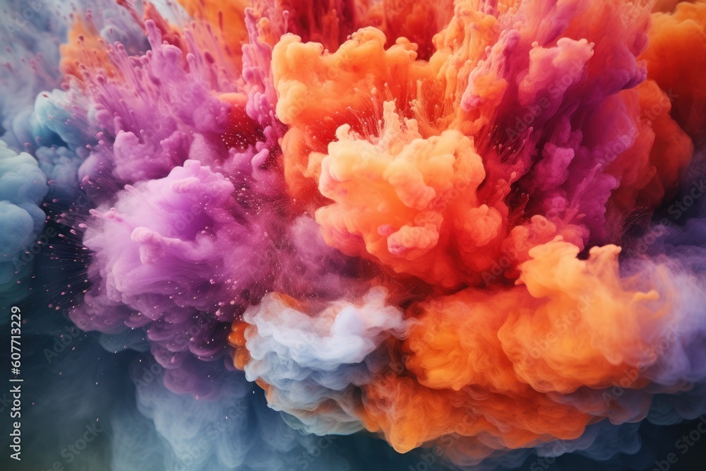 abstract multicolored background with dry inks dust explosion, ai tools generated image
