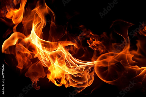 Modern background with fire flames on black background, generative ai
