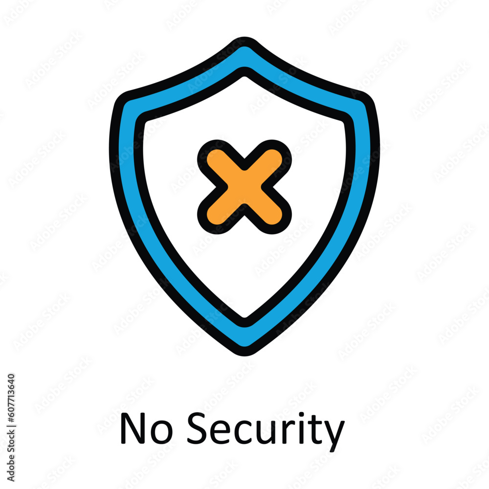 No Security Vector Fill outline Icon Design illustration. User interface Symbol on White background EPS 10 File No Security Vector Fill outline Icon Design illustration. User interface Symbol on White background EPS 10 File