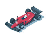 Racing car. Open-wheel racing car. Isometric race car. Isometric vector illustration.