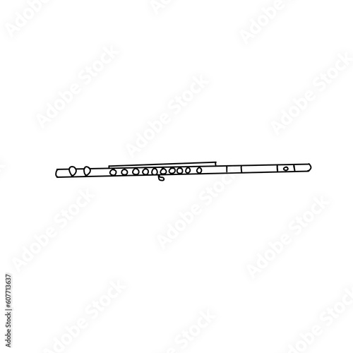 flute music instrument hand drawn doodle