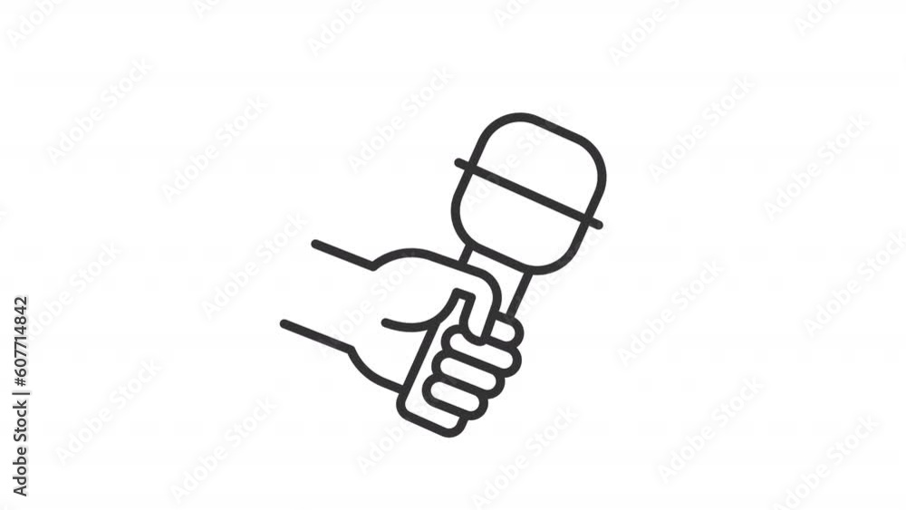 TV interview icon animation. Animated line hand with microphone and ...