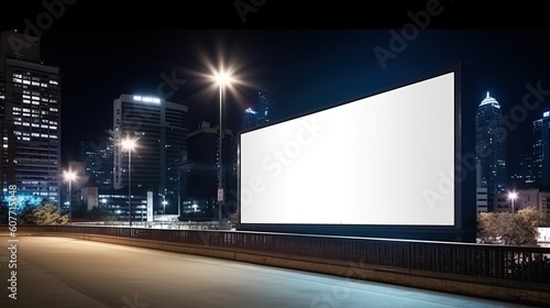 Advertising mock up blank billboard at night time with street light with copy space for public information board billboard blank for outdoor advertising poster