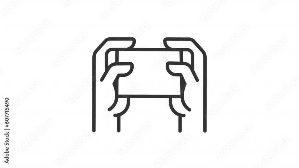 Mobile gaming icon animation. Animated line two hands holding smartphone. Playing on phone. Online game. Loop HD video with alpha channel, transparent background. Outline motion graphic Mobile gaming icon animation. Animated line two hands holding smartphone. Playing on phone. Online game. Loop HD video with alpha channel, transparent background. Outline motion graphic