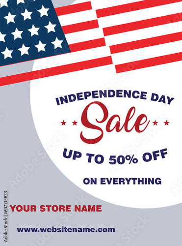 4th of July Independence day big sale poster flyer social media post design