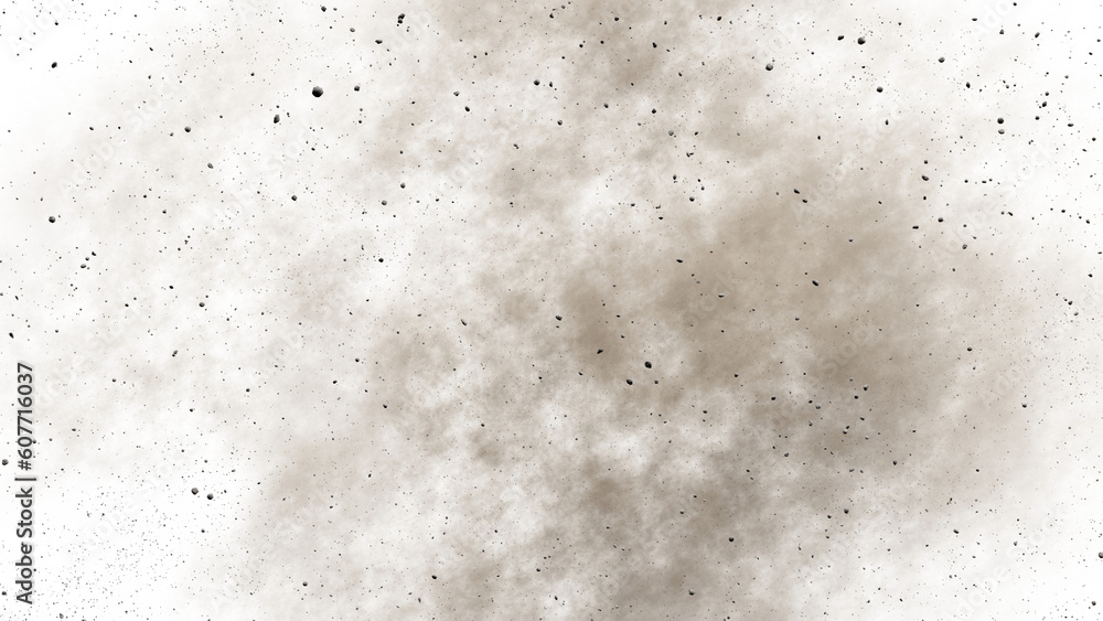 cloud of flying debris and dust, isolated on transparent background