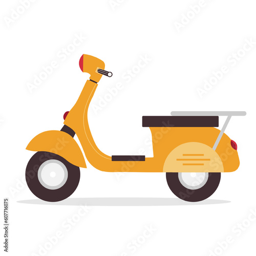 Scooter, moped, motobike. Delivery. Vector illustration.