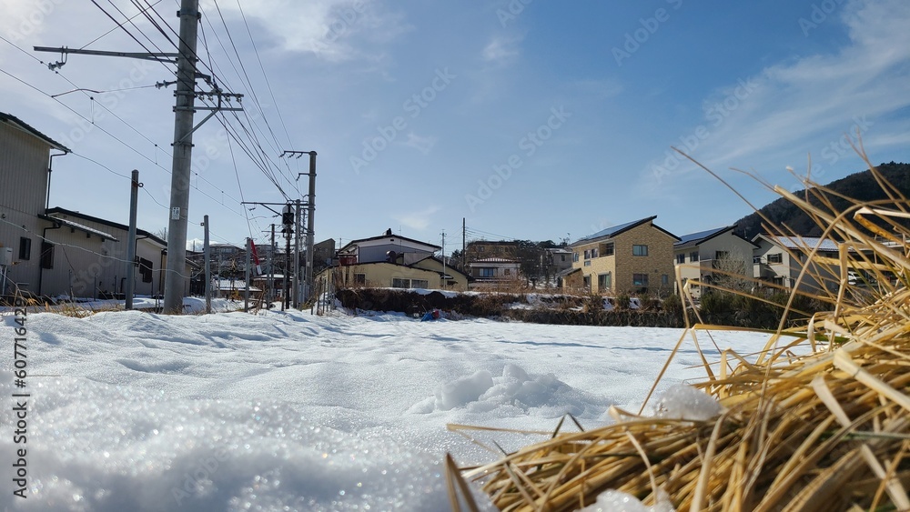 冬の畑と住宅街