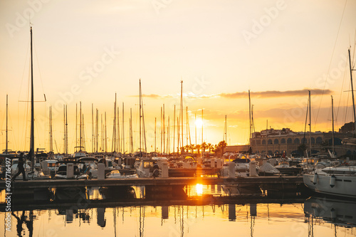 Marina yacht sunset view in Europe