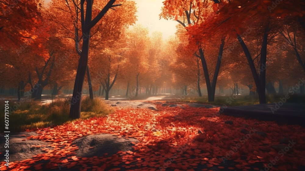 Autumn forest scenery. Generative Ai Autumn forest scenery. Generative Ai