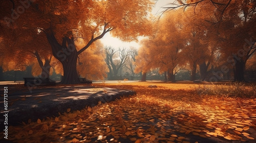 Autumn forest scenery. Generative Ai