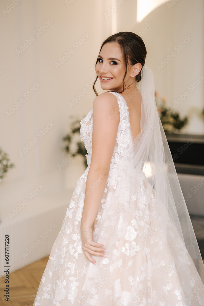 Cheerful bride smile and have fun in her bridal morning. Wedding day Cheerful bride smile and have fun in her bridal morning. Wedding day