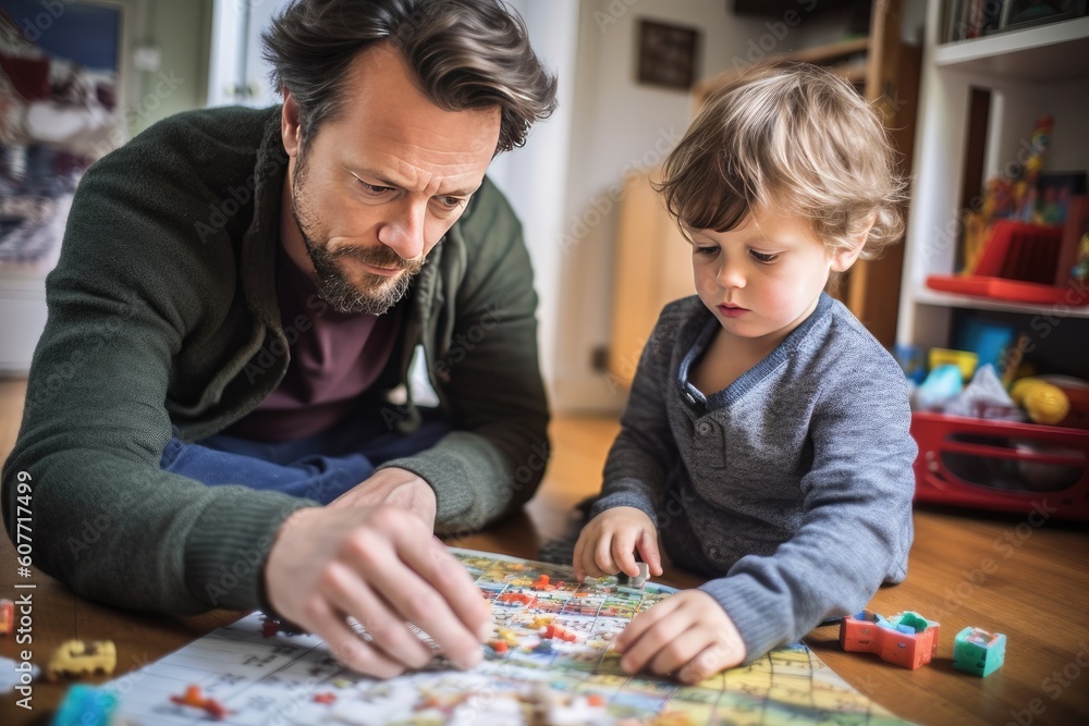 Father and Son Engaging in Intellectual Pursuits. Generative AI Father and Son Engaging in Intellectual Pursuits. Generative AI