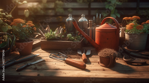 Set Of Tools For Gardener. Generative Ai