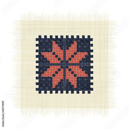 Moon  of Bethlehem Palestinian embroidery Tatreez symbol drawing over white background