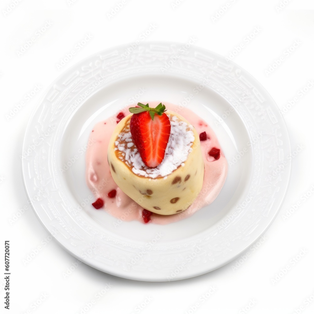 Delicious pancake with strawberries, Generative ai Delicious pancake with strawberries, Generative ai