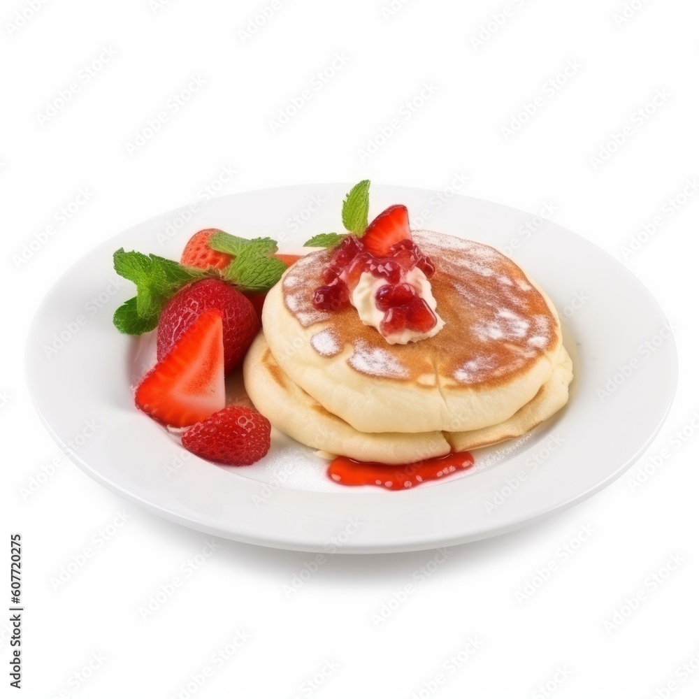 Delicious pancake with strawberries, Generative ai Delicious pancake with strawberries, Generative ai