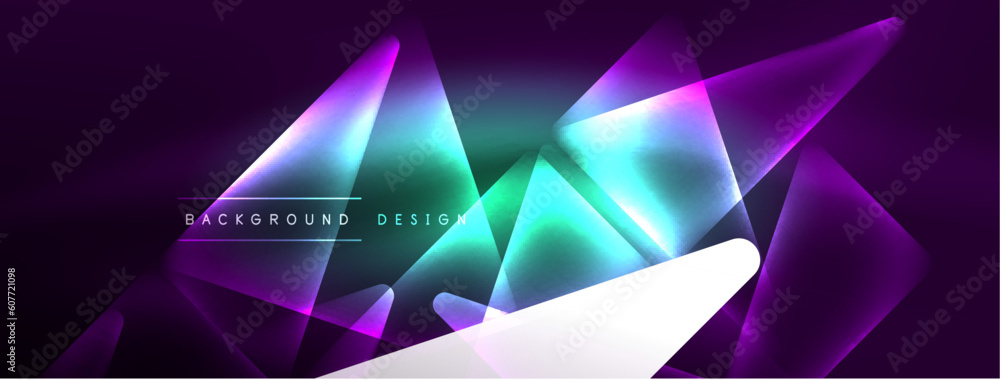 Obraz premium Vibrant Geometric Neon Shiny Line Background. A Bold and Stunning Display of Shapes, Lines, Colors, and Glow, Perfect for Futuristic Modern Designs, Hi-tech Presentations, Technology Web Pages