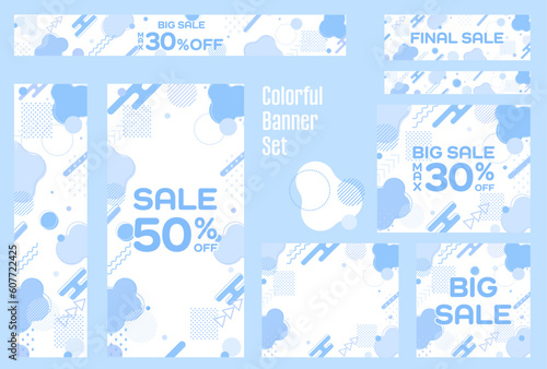 フレーム素材_メンフィス柄_青