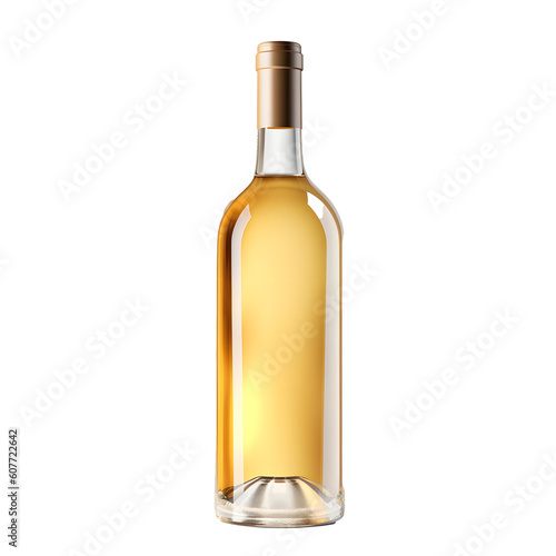 bottle of white wine isolated transparent background