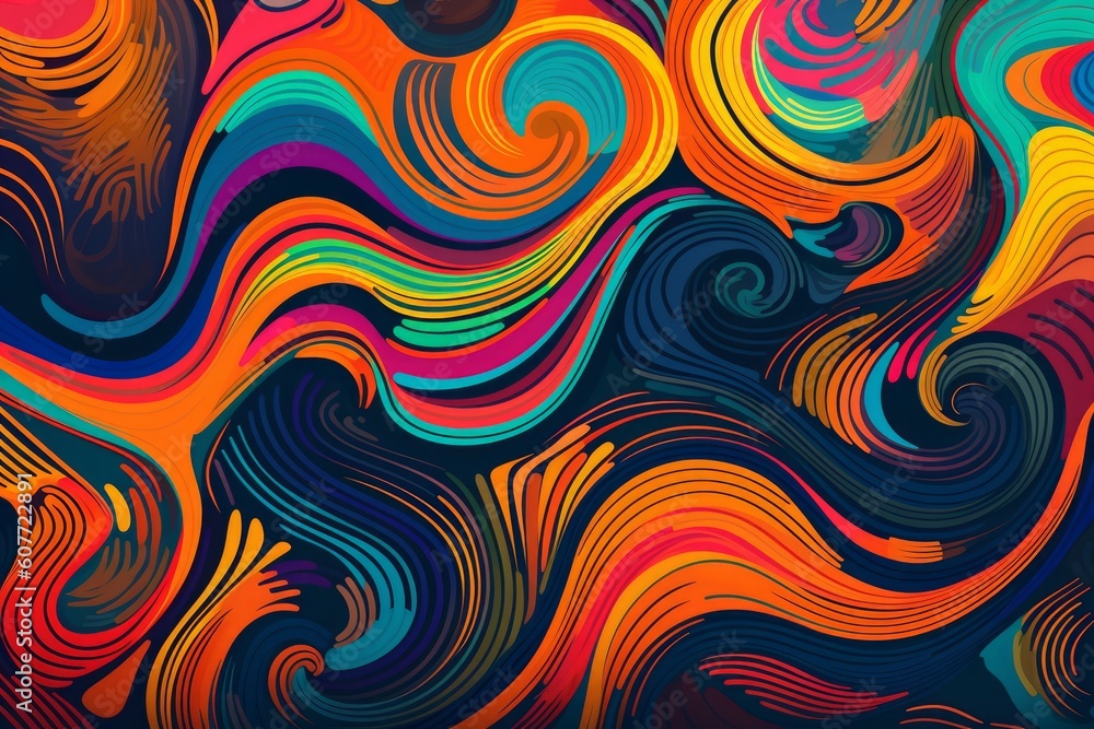 Psychedelic patterns in vibrant colors, Generative ai Psychedelic patterns in vibrant colors, Generative ai