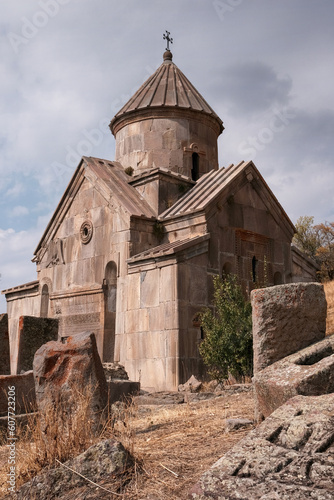 Surb Hovannes church of Tsakhats Kar monastery on sunny autumn day. Vayots Dzor Province, Armenia. photo