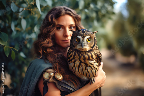 Photo Photorealistic portrait of Ancient Greek Goddess Athena or Ancient Roman Goddess