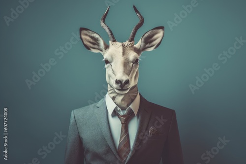 Serious mammal animal dressed in elegant clothing representing a politician or businessman. Generative AI © Gelpi