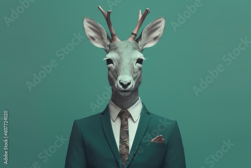 Serious mammal animal dressed in elegant clothing representing a politician or businessman. Generative AI