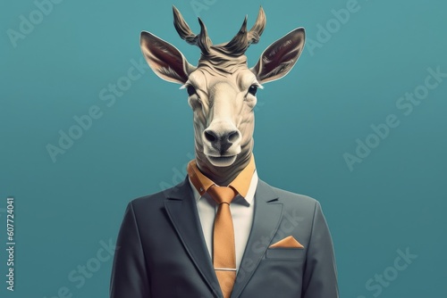 Serious mammal animal dressed in elegant clothing representing a politician or businessman. Generative AI © Gelpi