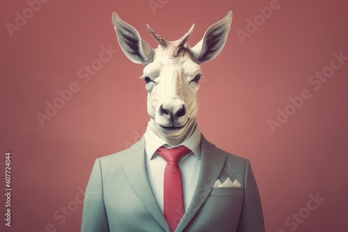 Serious mammal animal dressed in elegant clothing representing a politician or businessman. Generative AI © Gelpi