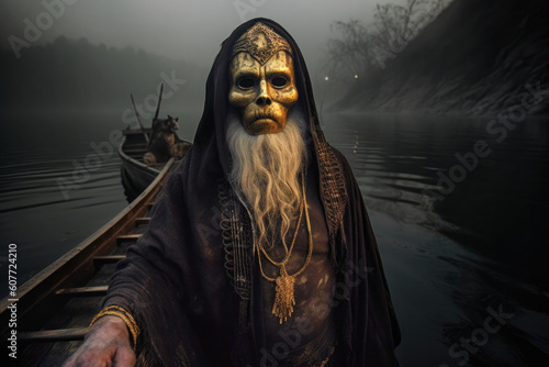 The ferryman of Hades called Charon or Kharon crossing the river of the underworld Styx (Generative AI)