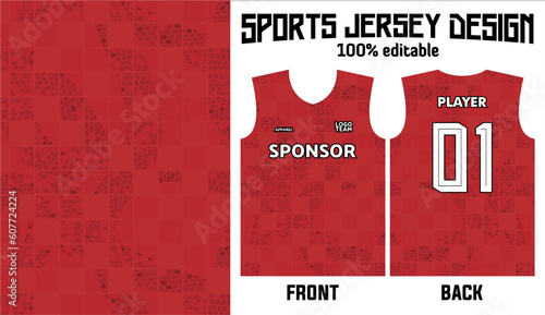 Abstract red background jersey design for sport uniform