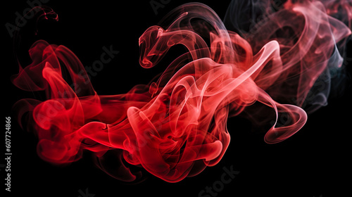 黒背景に赤い煙の背景 Generative AI 