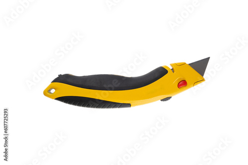 Segmented blade or snap-off blade utility knife isolated on white background.