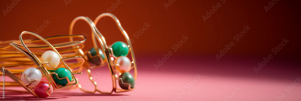 generative ai illustration of  paperclip earrings with pearl accents on background