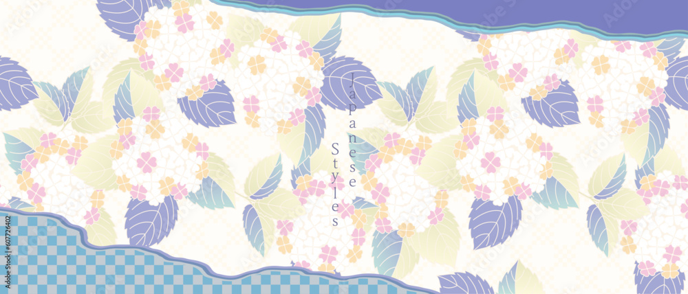 japanese style　アジサイの花　和柄背景
