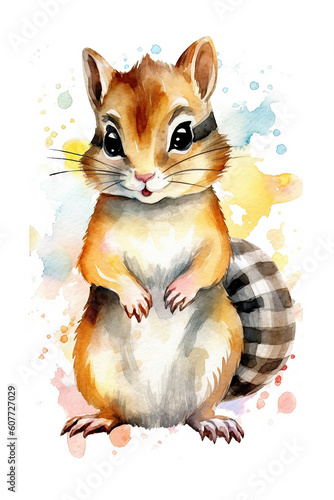 Chipmunk watercolor clipart cute isolated on white background
