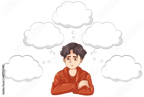 Depressed teenage with speech bubbles