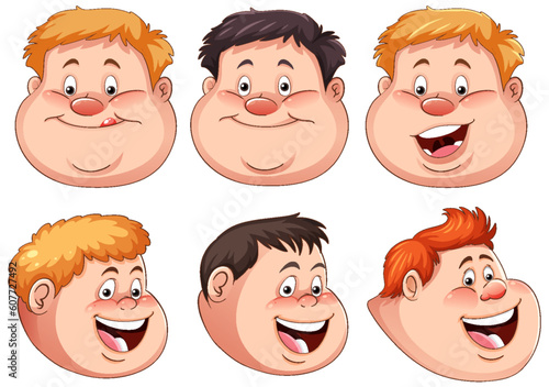 Overweight boy facial expression collection