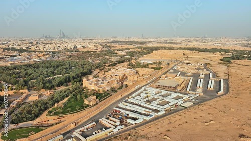 Riyadh, Al Diriyah: Aerial view of outskirts of capital city of Saudi Arabia - landscape panorama of Arabian Peninsula from above
 photo