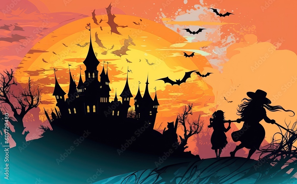 halloween background For posters, banners, eerie landscapes of night fantasy forests. halloween background For posters, banners, eerie landscapes of night fantasy forests.