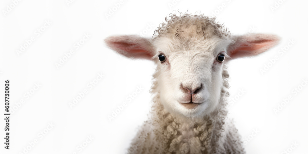 Cute baby lamb isolated on a white background. Generative AI Cute baby lamb isolated on a white background. Generative AI