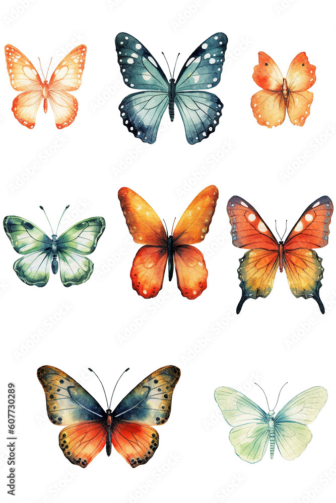 butterfly watercolor clipart cute isolated on white background
