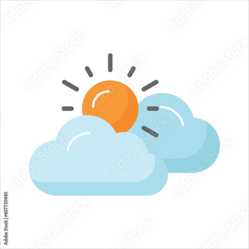 Sun with clouds denoting concept vector of weather in trendy style, premium icon