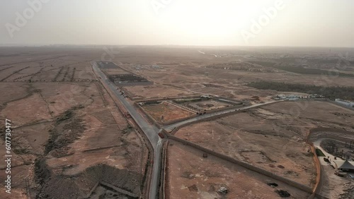 Riyadh, Al Diriyah: Aerial view of outskirts of capital city of Saudi Arabia - landscape panorama of Arabian Peninsula from above
 photo