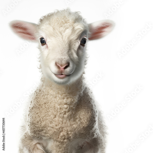 Cute baby lamb isolated on a white background. Generative AI